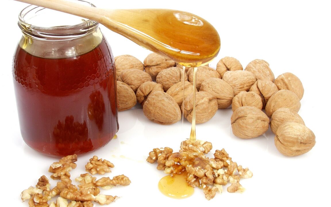 Miel y nueces para potencia.
